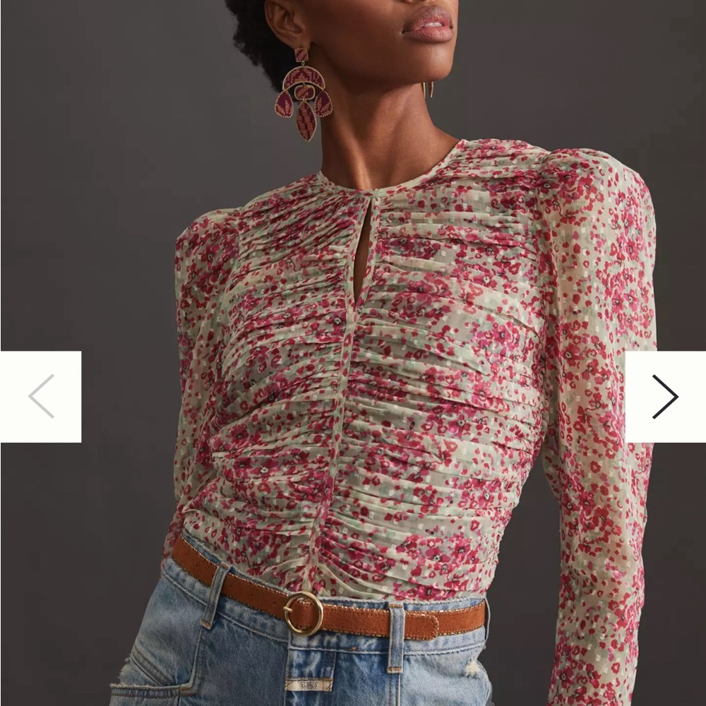 NWT Anthropologie Let Me Ruched Floral Blouse